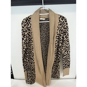 NWOT Yet Again Women's Leopard Print Open Cardigan Sweater Size Large